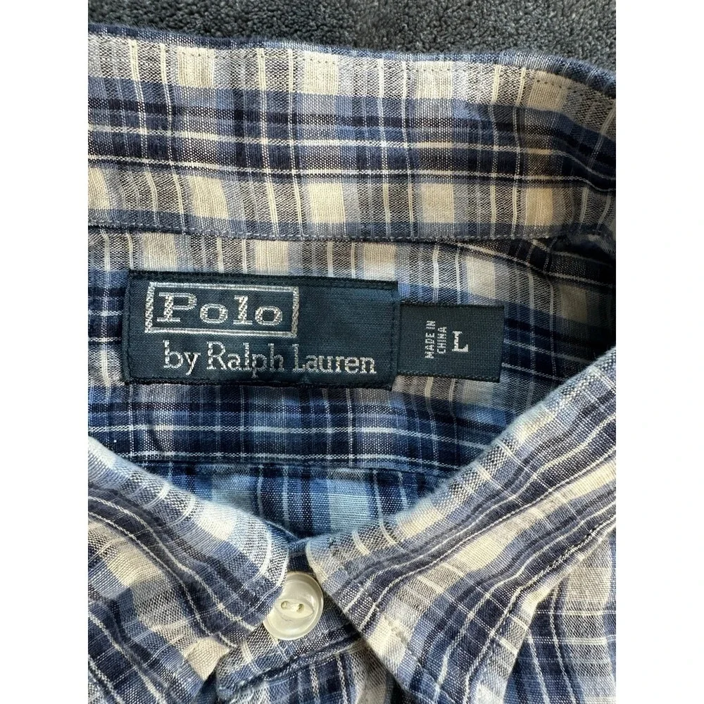 Polo Ralph Lauren Linen Double Pocket Linen Mens LARGE ‎ Tattersall